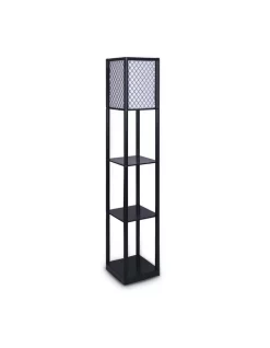 New 🧨 Sarantino Etagere Floor Lamp Diamond Design Fabric Shade With Shelves Black 🎉