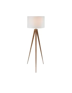 Discount 🥰 Sarantino Floor Lamp Tripod Stand In Round Drum Shade Wood Finish Legs Light Reading 👍