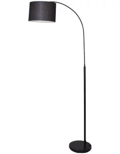 Brand new 🛒 Sarantino Metal Arc Arm Floor Lamp Stand Black Post In Round Shade Modern Reading Light 💯