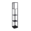 Best deal ✔️ Sarantino Etagere Floor Lamp Shelves Black Frame Tapered Linen Brown Fabric Shade Stand 😉