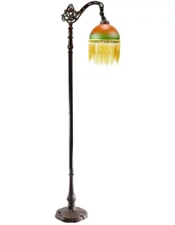 Cheapest ❤️ G&G Bro Beaded Edwardian Floor Lamp Amber Green 🎁