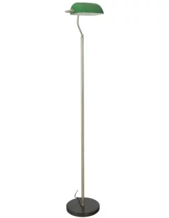 Outlet 💯 Oriel Lighting Banker's Floor Lamp Antique Brass/Green 🤩