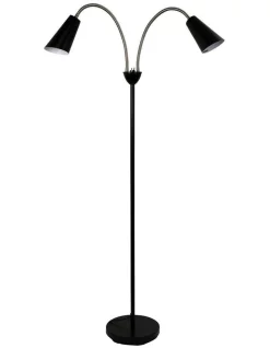 Discount 🤩 Oriel Lighting Walt Twin Floor Lamp Brushed Black Chrome ✔️