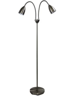 Discount 🥰 Oriel Lighting Stan Twin Floor Lamp Brushed Chrome ✨