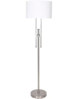Brand new 😉 Sarantino Metal Height-Adjustable Floor Lamp With Drum Shade Nickel 💯