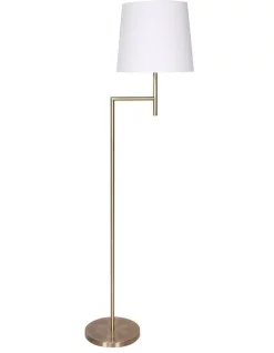 Best reviews of 👏 Sarantino Metal Floor Lamp In Antique Brass Finish With Cream Linen Fabric Shade ⌛