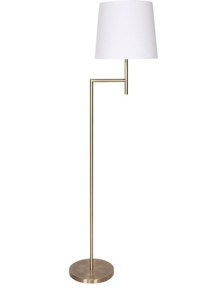 Best reviews of π Sarantino Metal Floor Lamp In Antique Brass Finish With Cream Linen Fabric Shade β
