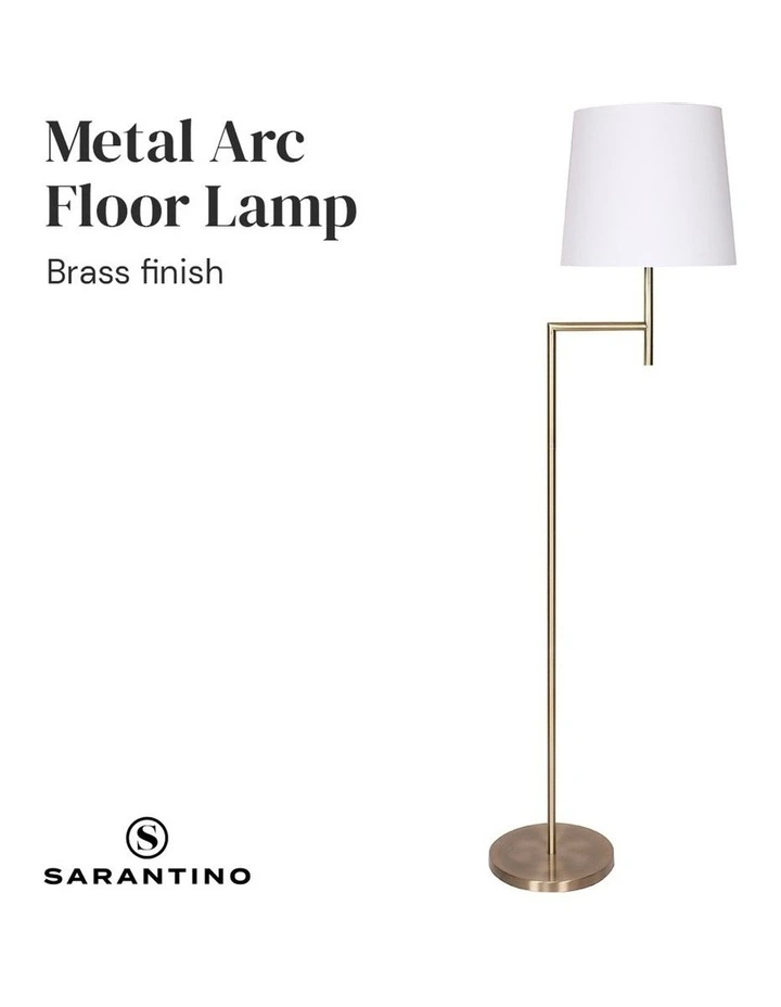 Best reviews of π Sarantino Metal Floor Lamp In Antique Brass Finish With Cream Linen Fabric Shade β - Image 4