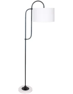 Discount ???? Sarantino Metal Floor Lamp With Marble Base & Off-White Drum Shade ????