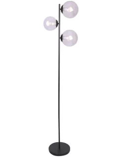 Budget 🛒 Sarantino 3-Light Floor Lamp With Glass Shades Black Metal ❤️