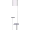 New ✔️ Sarantino Metal Floor Lamp With 2 Glass Tabletops White ✔️