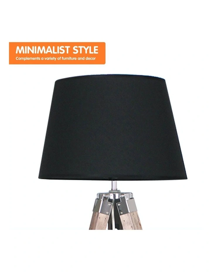 Promo ???? Sarantino Solid Wood Tripod Floor Lamp Adjustable Height Stand Black Linen Round Shade ⭐ 3 Promo ???? Sarantino Solid Wood Tripod Floor Lamp Adjustable Height Stand Black Linen Round Shade ⭐ - Image 3
