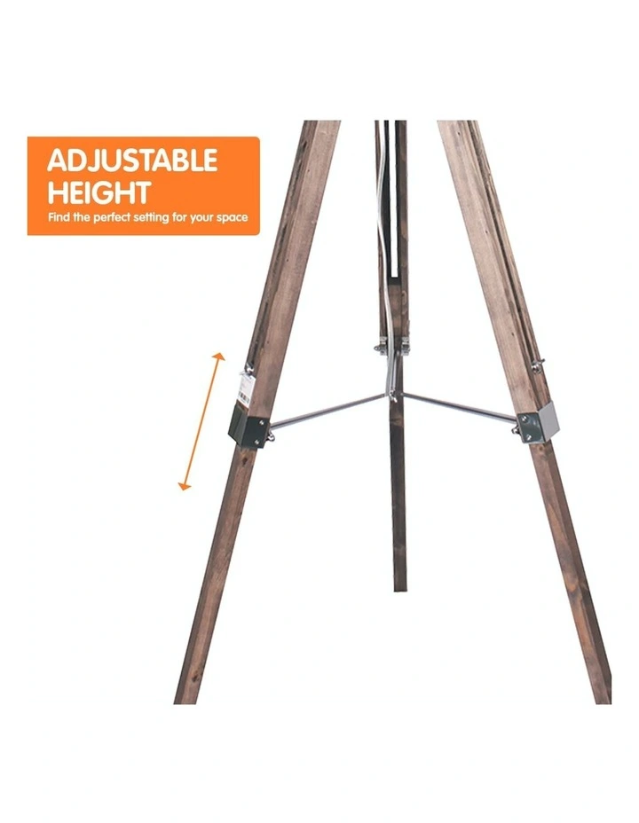 Promo ???? Sarantino Solid Wood Tripod Floor Lamp Adjustable Height Stand Black Linen Round Shade ⭐ 4 Promo ???? Sarantino Solid Wood Tripod Floor Lamp Adjustable Height Stand Black Linen Round Shade ⭐ - Image 4