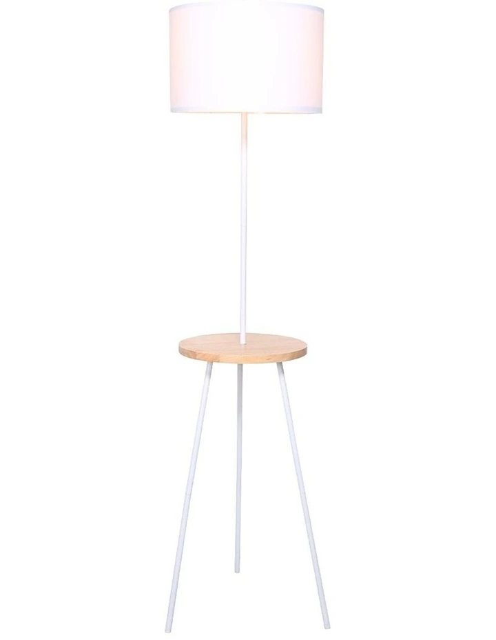 Best reviews of 𧨠Sarantino Metal Floor Lamp Stand Tripod In Round Shade Wooden Table Shelf White β