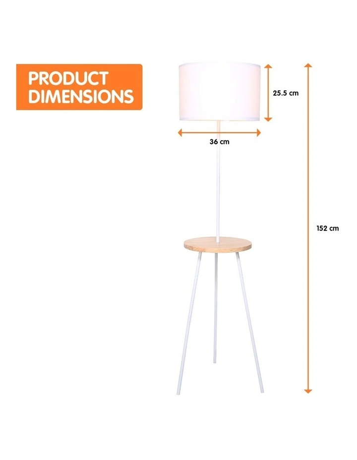 Best reviews of 𧨠Sarantino Metal Floor Lamp Stand Tripod In Round Shade Wooden Table Shelf White β - Image 2