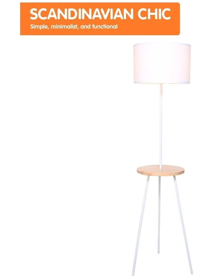 Best reviews of 𧨠Sarantino Metal Floor Lamp Stand Tripod In Round Shade Wooden Table Shelf White β - Image 4