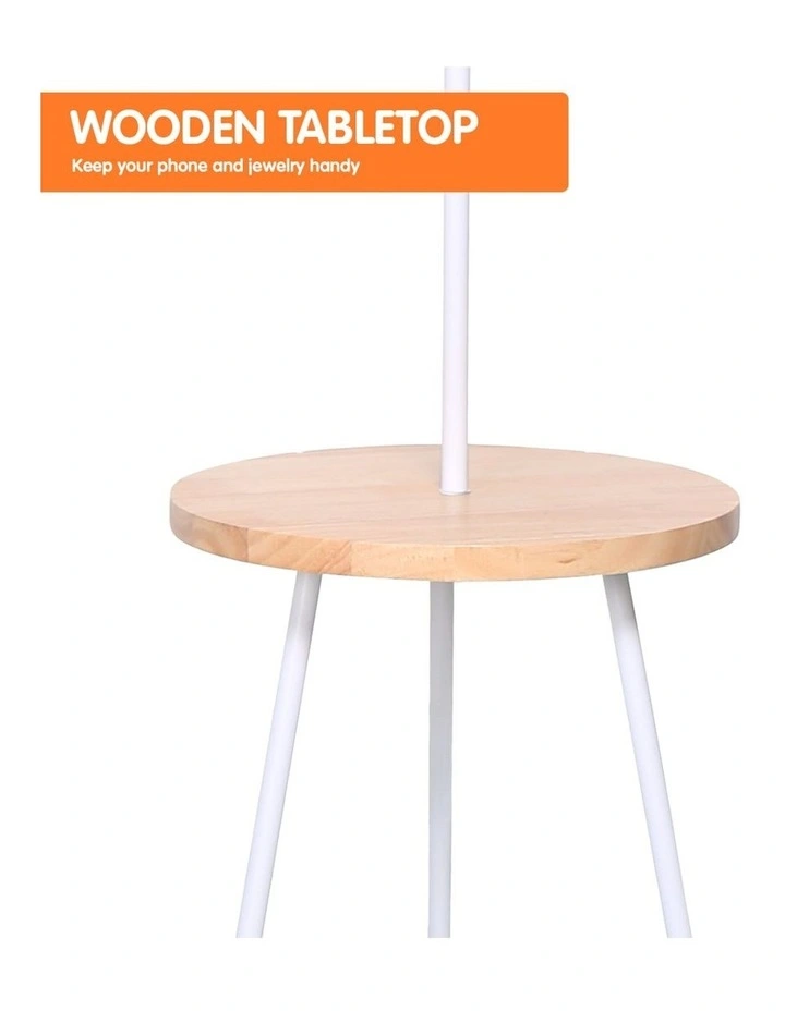 Best reviews of 𧨠Sarantino Metal Floor Lamp Stand Tripod In Round Shade Wooden Table Shelf White β - Image 5