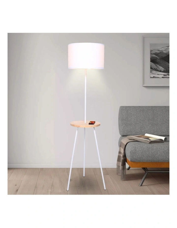 Best reviews of 𧨠Sarantino Metal Floor Lamp Stand Tripod In Round Shade Wooden Table Shelf White β - Image 6