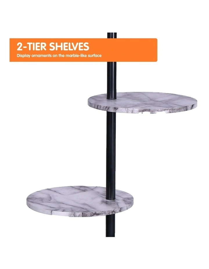 Best deal π Sarantino Metal Floor Lamp Stand Black Post In Round Shade Marble Finish Shelves White π₯ - Image 4