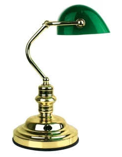 Brand new 🎁 Oriel Lighting Banker's Touch Table Lamp Brass/ Dark Green ❤️