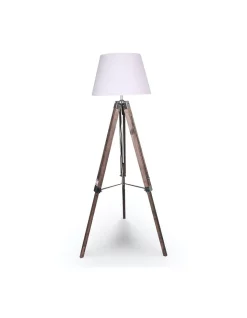 Cheap 🔔 Sarantino Solid Wood Tripod Floor Lamp Adjustable Height Stand White Linen Round Shade 😉