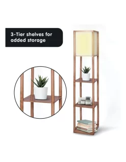 Top 10 ???? Sarantino Etagere Floor Lamp Off-white Fabric Shade Reading Oak Wood Finish ✔️ -Oriel Lighting - shop unnamed file 1470