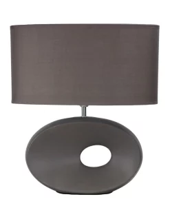 New 👍 Oriel Lighting Louise Ceramic Table Lamp In Grey 👏