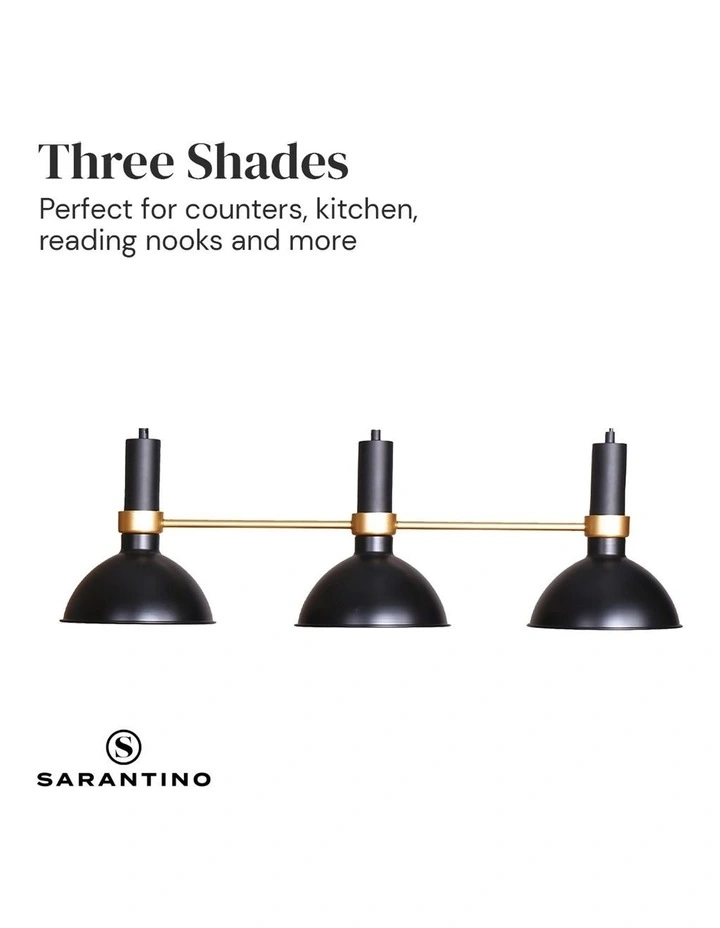 Budget π― Sarantino 3-Light Metal Retro Style Pendant Lamp In Black β - Image 2
