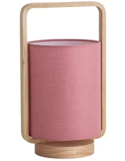Best Sale 🛒 Oriel Lighting Lucia Timber & Cotton Table Lamp Pink 🔥