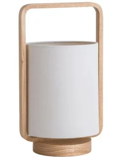 Deals ✔️ Oriel Lighting Lucia Timber & Cotton Table Lamp White 🤩