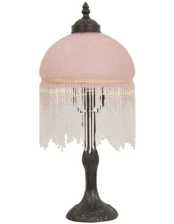 Cheapest 🔥 G&G Bro Beaded Victorian Table Lamp Pink 💯