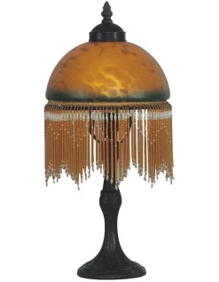 Wholesale 😀 G&G Bro Beaded Victorian Table Lamp Amber Green 🔥