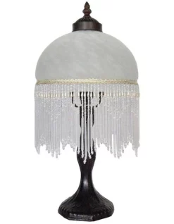 Budget 😉 G&G Bro Beaded Victorian Table Lamp White ⭐