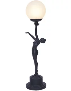 Deals 👍 G&G Bro Black Art Deco Lamp Black 🎉