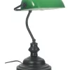 Promo 😉 Oriel Lighting Banker's Touch Table Lamp Black/Green 🎉