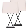 Best Pirce 🔔 Sarantino Metal Table Lamp Rectangular Shade X Stand Cream 😉