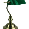Flash Sale 😀 Oriel Lighting Banker's Touch Table Lamp AB/ Drak Green 🧨