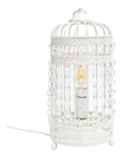 Discount 🎁 Lexi Lighting Harmony White Iron Birdcage Table Lamp 🌟
