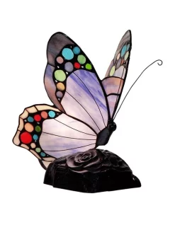 Best Sale 🤩 G&G Bro Spotted Butterfly Tiffany Table Lamp Purple 🧨
