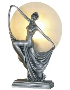 Hot Sale ⭐ G&G Bro Boelyn Art Deco Table Lamp Pewter 😍