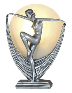 New 👍 G&G Bro Mia Art Deco Table Lamp Pewter ⌛