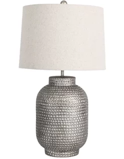 Promo 👏 Oriel Lighting Palma Beaten Silver Table Lamp 🛒